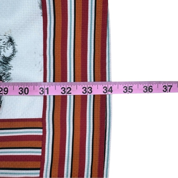 Elegant Printed Mini Dress with Orange Stripes - Picture 8 of 8